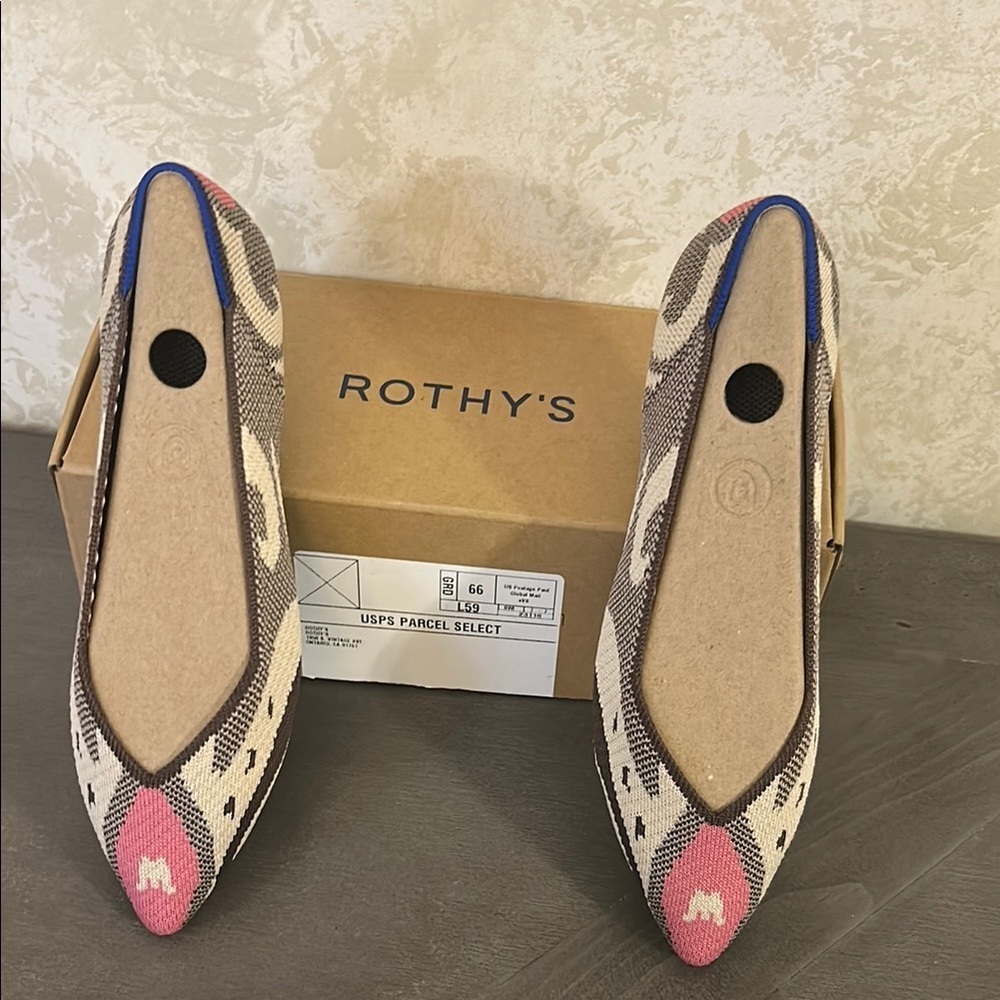 Rothy's Pink and Brown Moraccan Rose flats